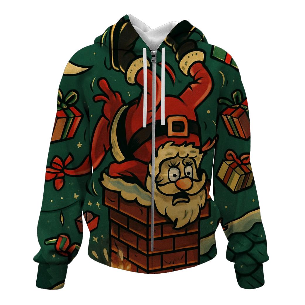 Santa Stuck In Chimney With Rocket Boots designer hoodies