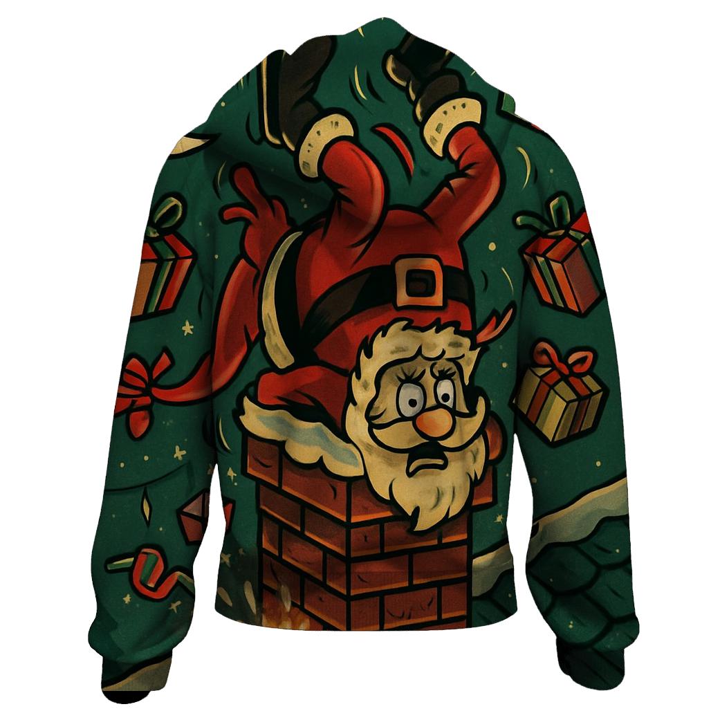 Santa Stuck In Chimney With Rocket Boots designer hoodies