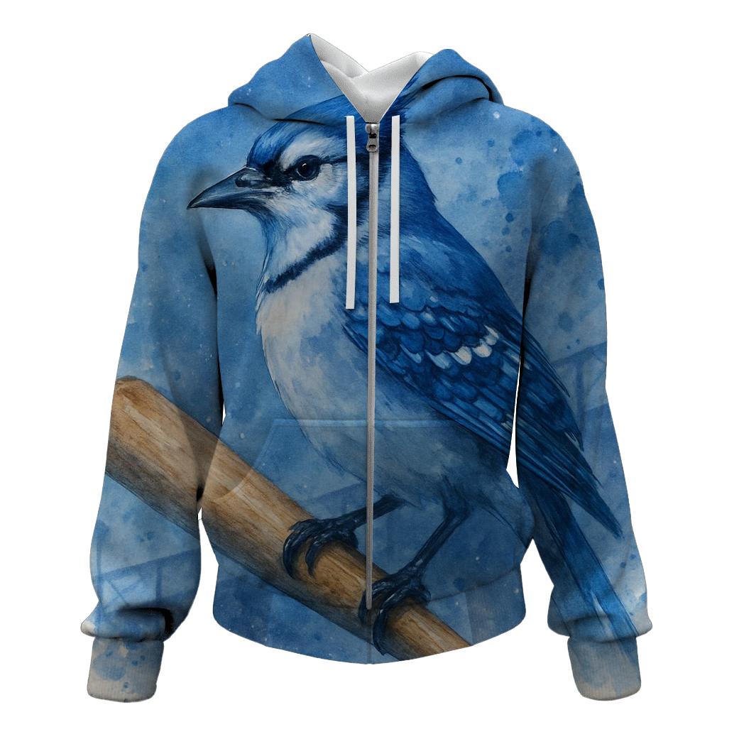 Perched Power Bat With Blue Jays Focus lightweight hoodies