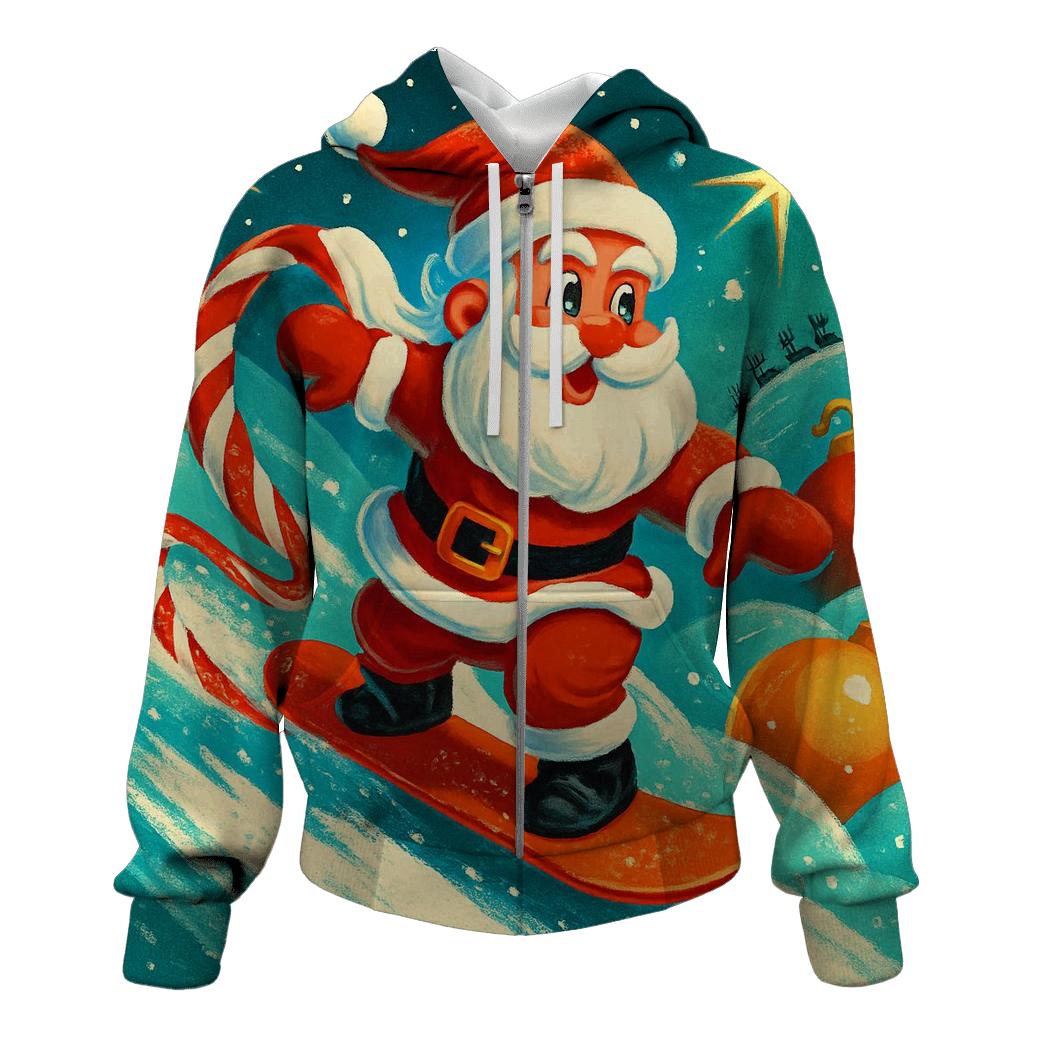 Santa Snowboard Through Candy Comet Trail custom hoodies
