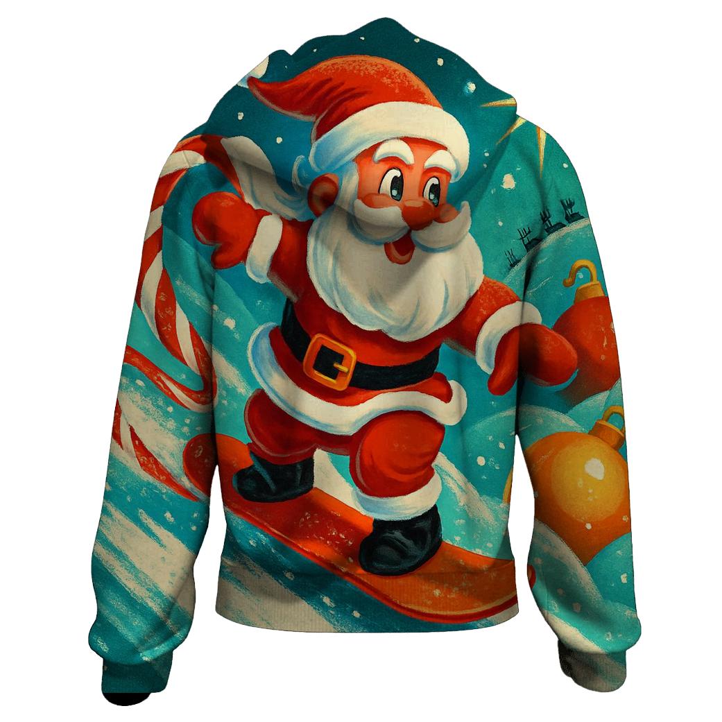 Santa Snowboard Through Candy Comet Trail custom hoodies