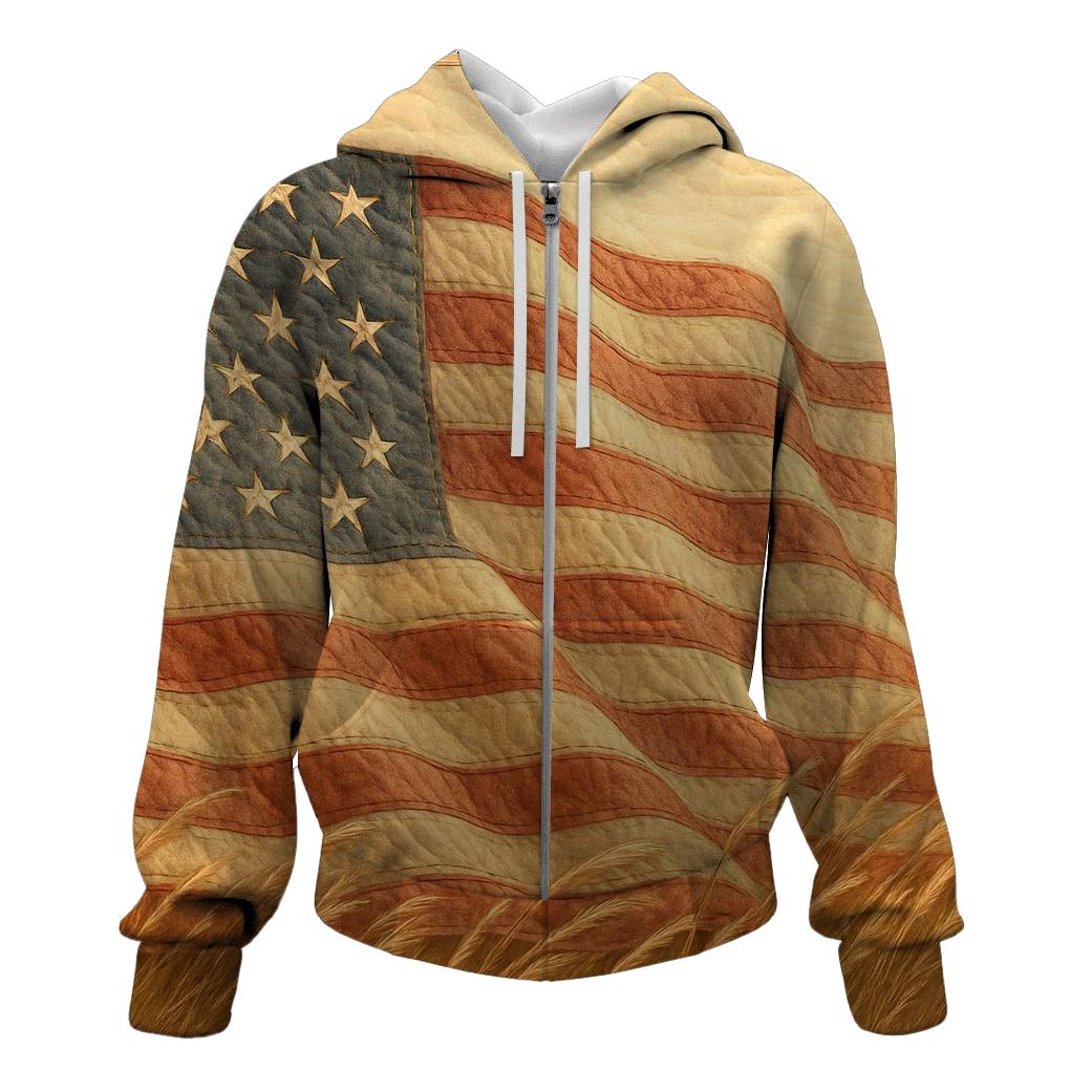 Prairie Wind Quilted Flag premium hoodies