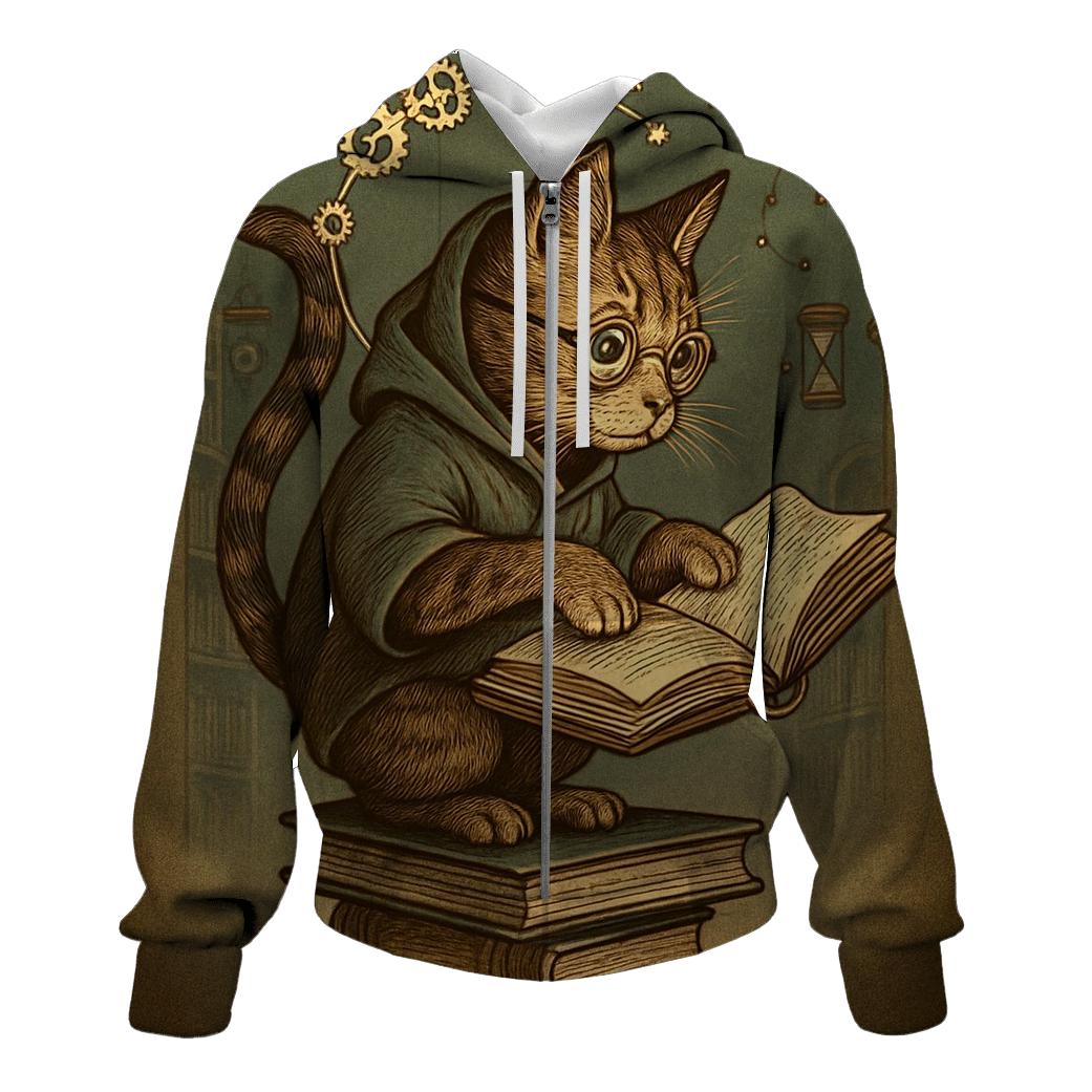 Clockwork Library Scholar Cat hoodie designs