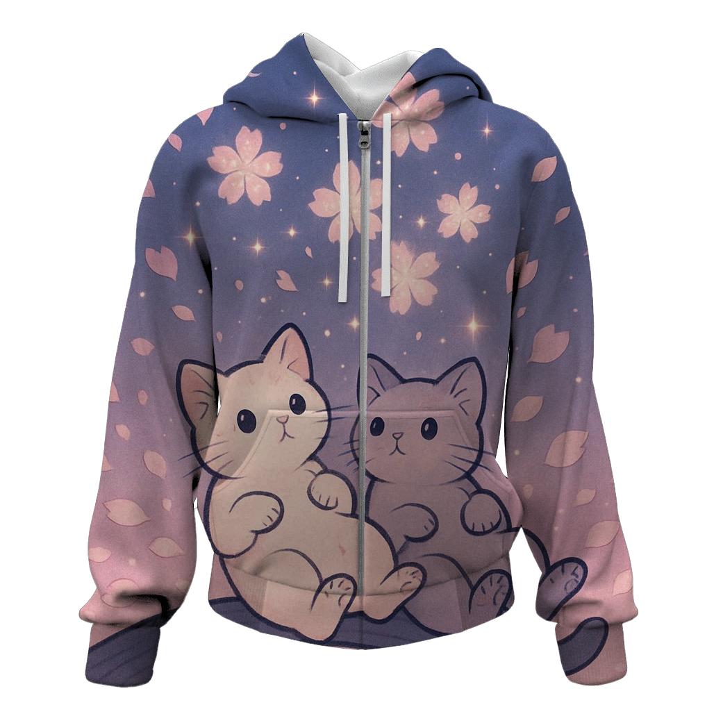 Cherry Blossom Star Gazers embroidered hoodies