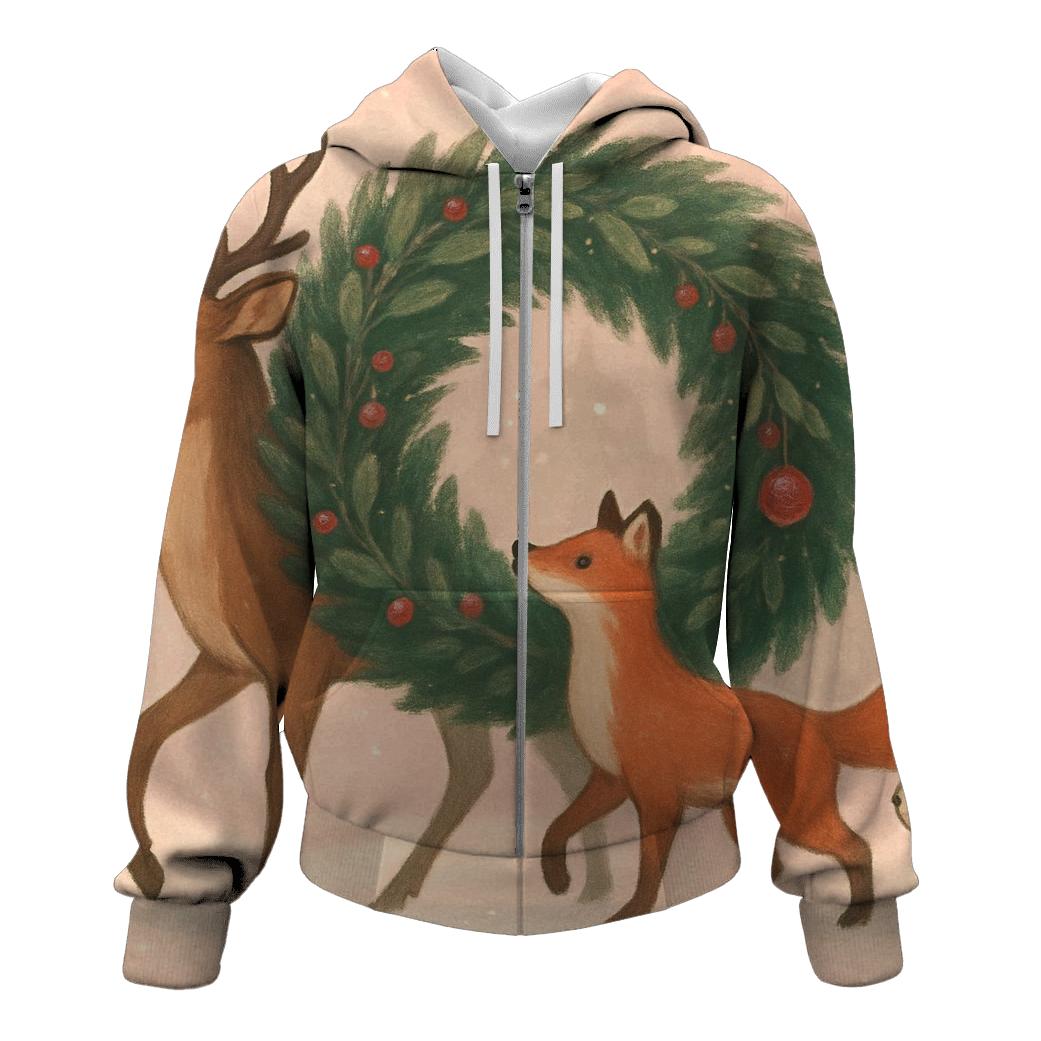 Winter Wildlife Wreath Parade graphic hoodies