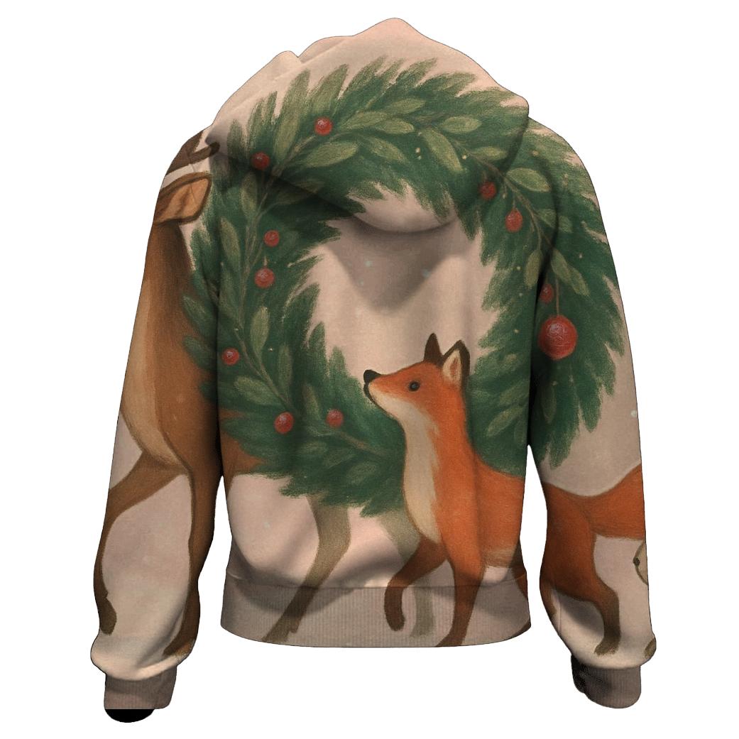Winter Wildlife Wreath Parade graphic hoodies