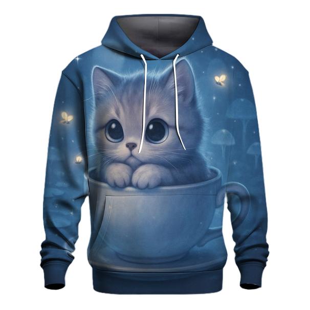 Moonlit Teacup Kitten Reverie designer hoodies