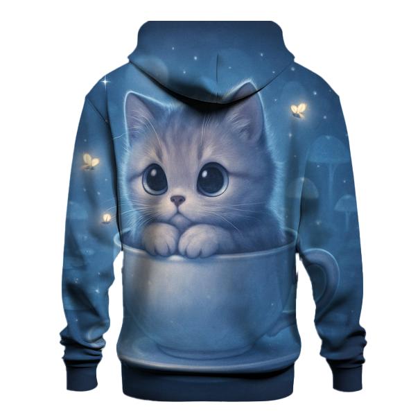 Moonlit Teacup Kitten Reverie designer hoodies