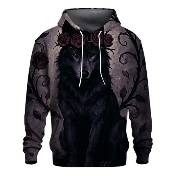 Midnight Garden Thorn Crown Wolf pullover hoodies