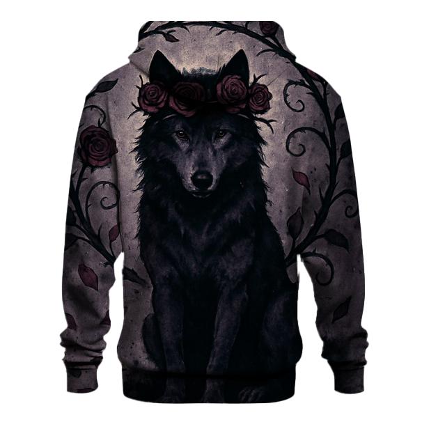 Midnight Garden Thorn Crown Wolf pullover hoodies