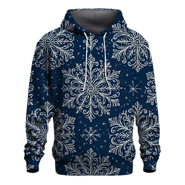 Navy Snowflake Rosette Medallions On Deep Blue Field lightweight hoodies