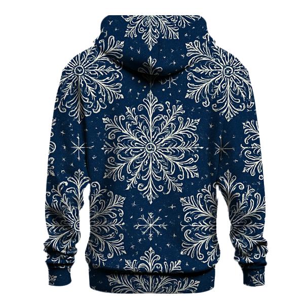 Navy Snowflake Rosette Medallions On Deep Blue Field lightweight hoodies
