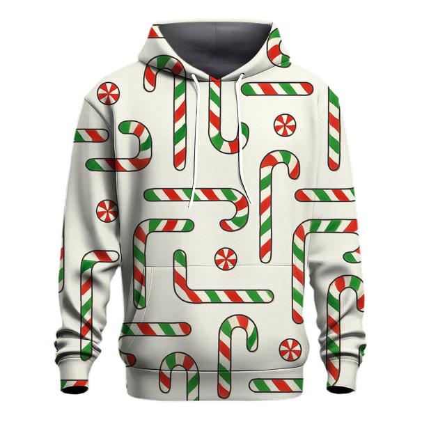 Green Candy Cane Stripe Grid On Light Gray Background embroidered hoodies