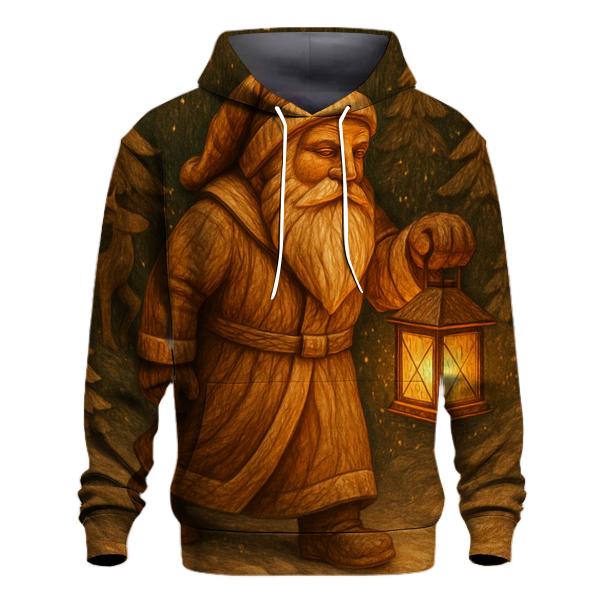 Vintage Wood Carved Santa Lantern pullover hoodies