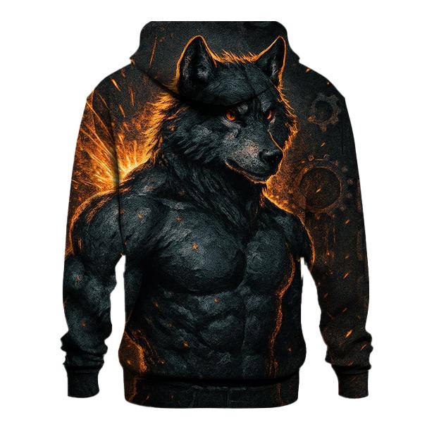 Coal And Chrome Forge Wolf embroidered hoodies