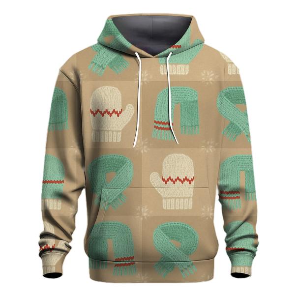 Mint Mitten And Scarf Checkerboard On Beige Background designer hoodies
