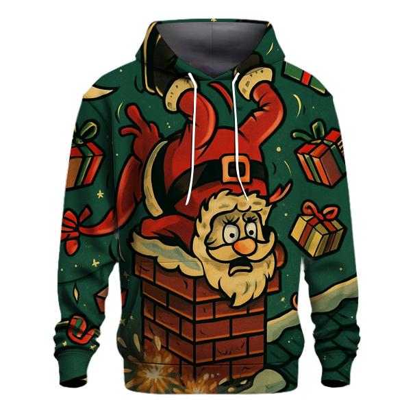 Santa Stuck In Chimney With Rocket Boots premium hoodies
