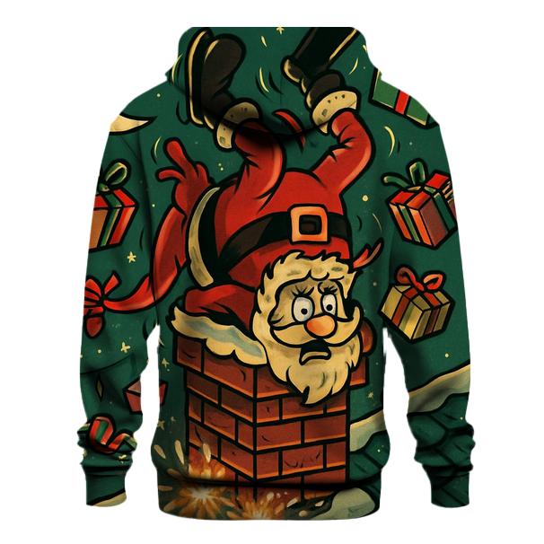 Santa Stuck In Chimney With Rocket Boots premium hoodies