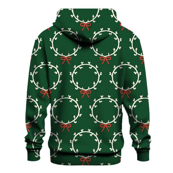 White Wreath Chain Links On Forest Green Background printed hoodies