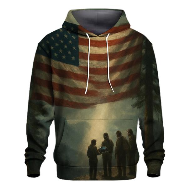 Mountain Memorial Ray Through Flag Fabric heavyweight hoodies