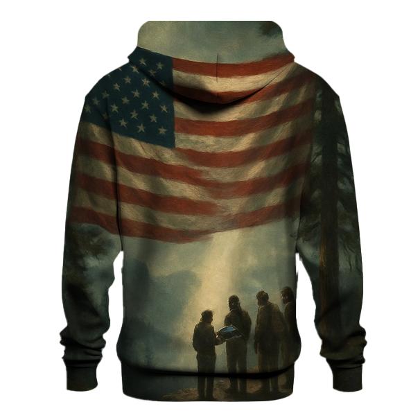 Mountain Memorial Ray Through Flag Fabric heavyweight hoodies