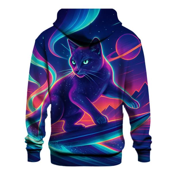 Aurora Surfing Space Cat premium hoodies