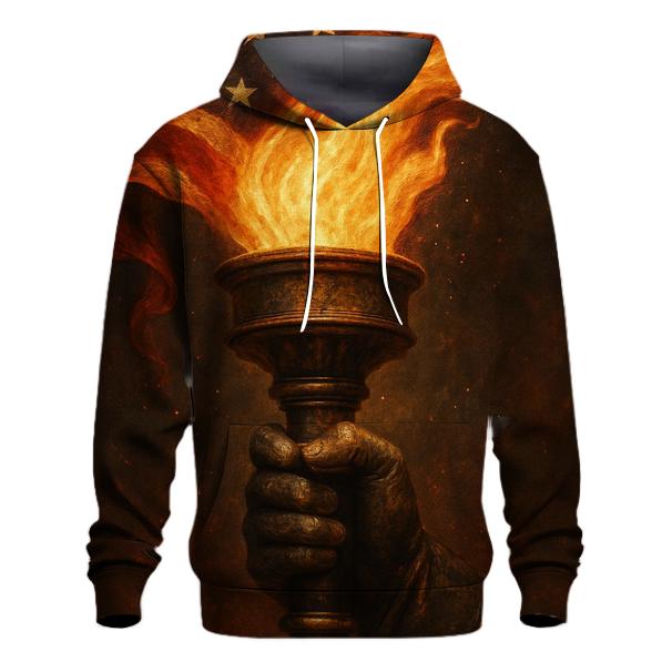 Liberty Torch With Flag Forged Metal Patina hoodie designs