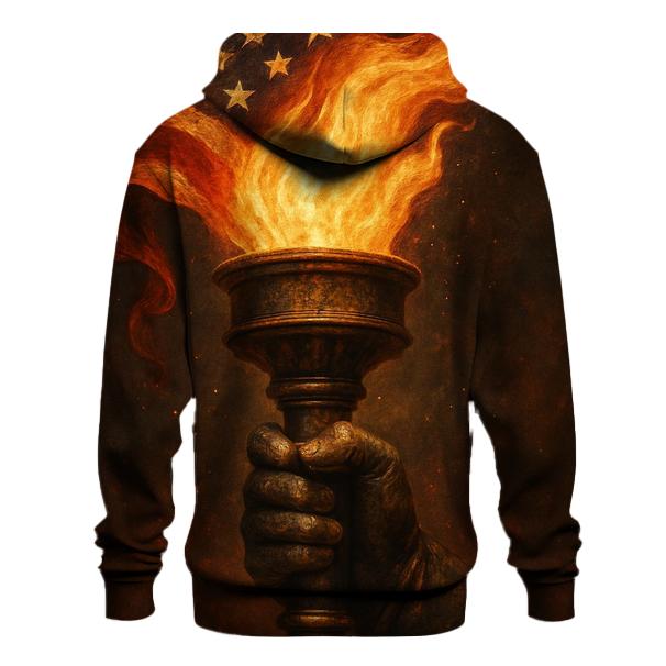 Liberty Torch With Flag Forged Metal Patina hoodie designs