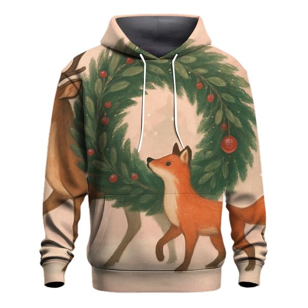 Winter Wildlife Wreath Parade designer hoodies