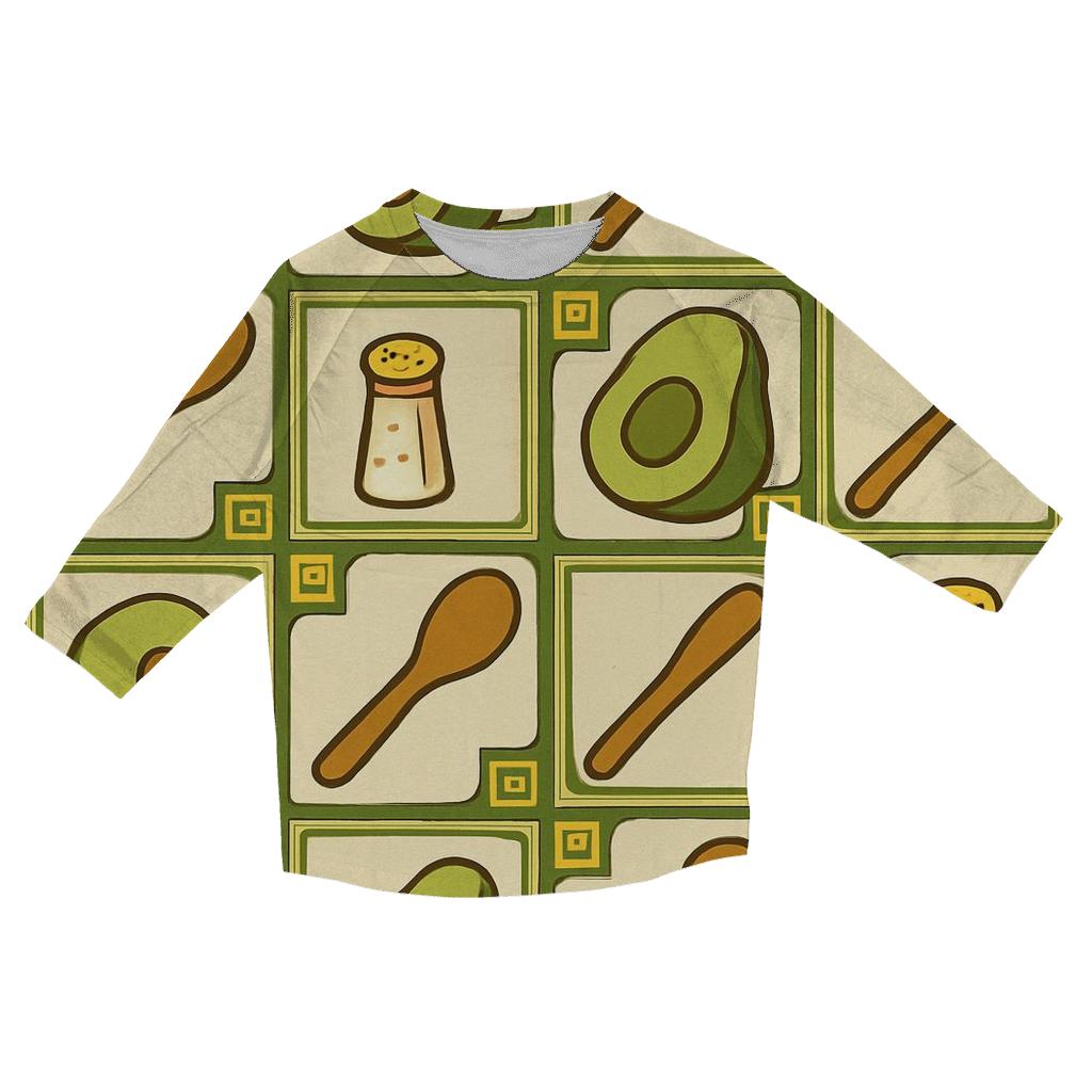 Groovy Avocado Kitchen Tiles printed three quarter sleeve shirts