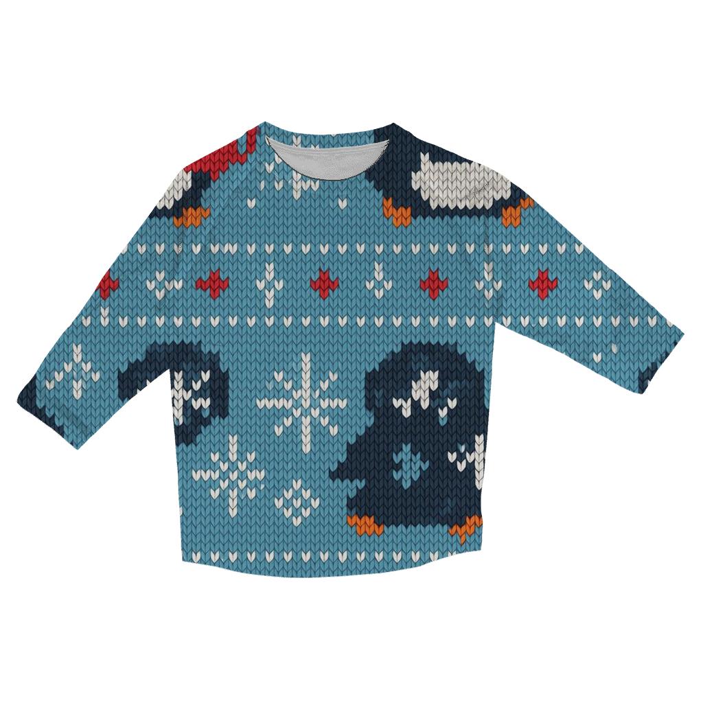 Frosty Penguin Cocoa March Design casual three quarter sleeve shirts