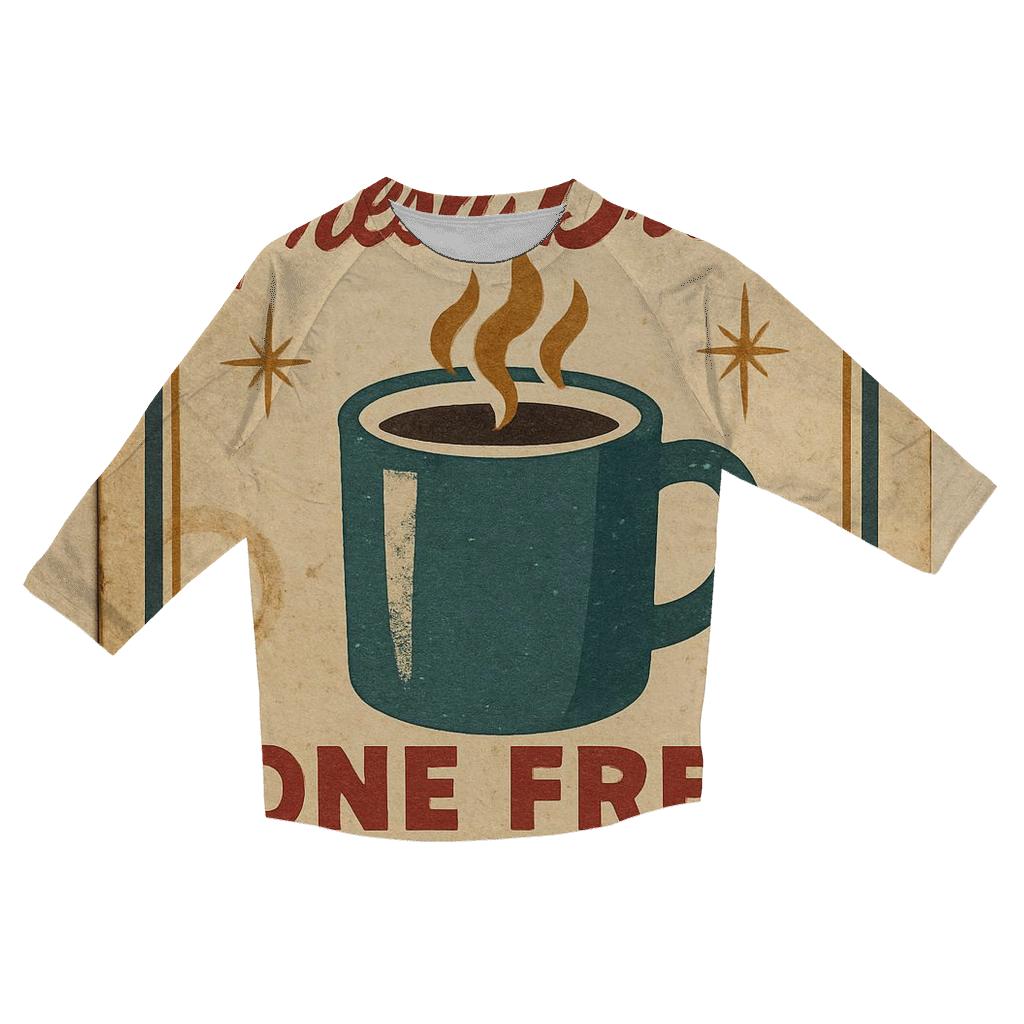 Faded 1950s Diner Coffee Coupon Poster fashion 3/4 sleeve shirts