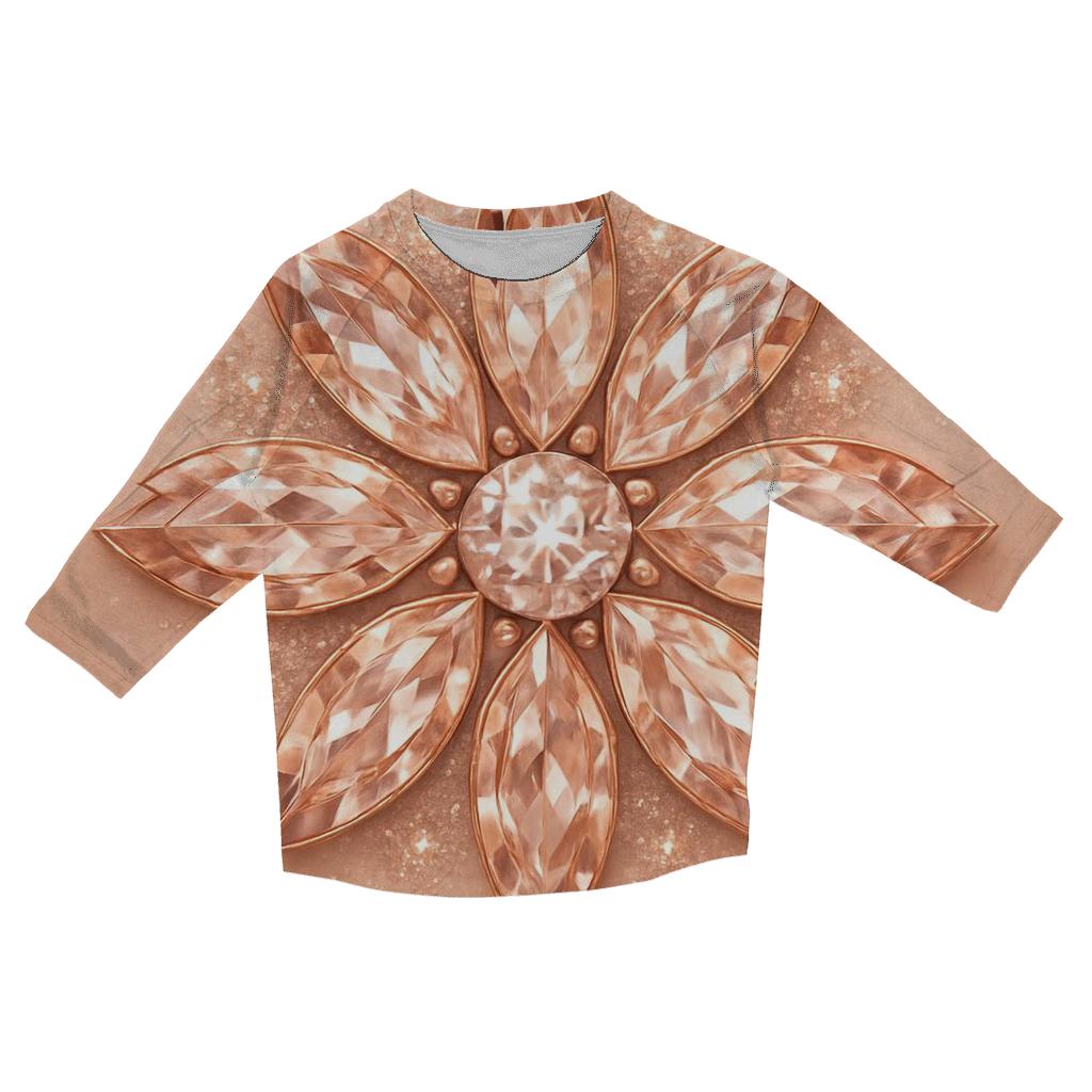 Rose Gold Gem Bloom printed three quarter sleeve shirts