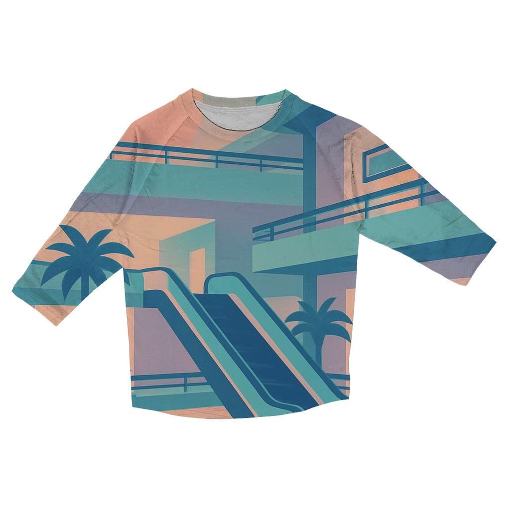 Vaporwave Mall Atrium Silhouette cotton quarter sleeve shirts