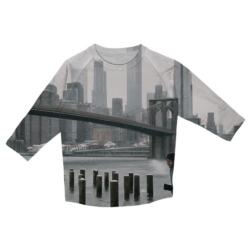 Winter Silence From Brooklyn Bridge Park Pier casual three quarter sleeve shirts