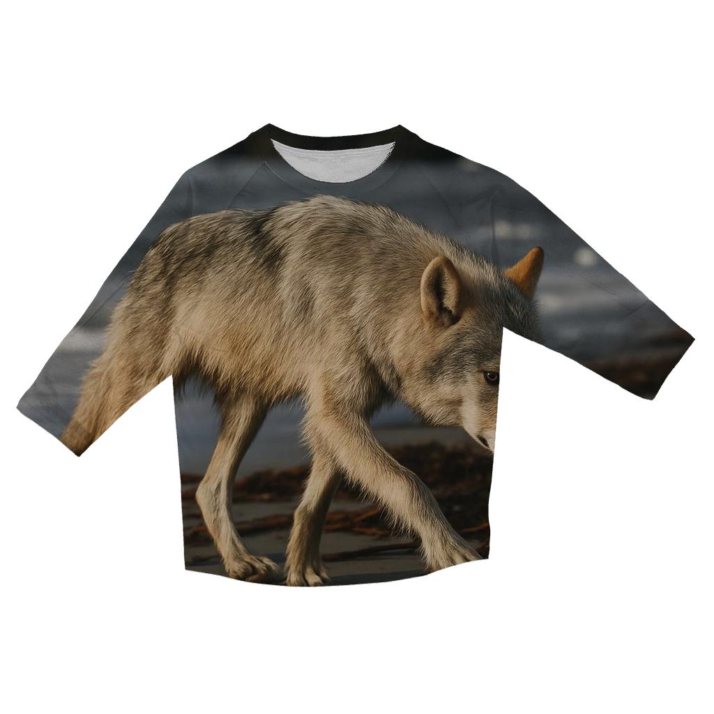 Coastal Wolf Hunting The Wrack Line custom 3/4 sleeve shirts
