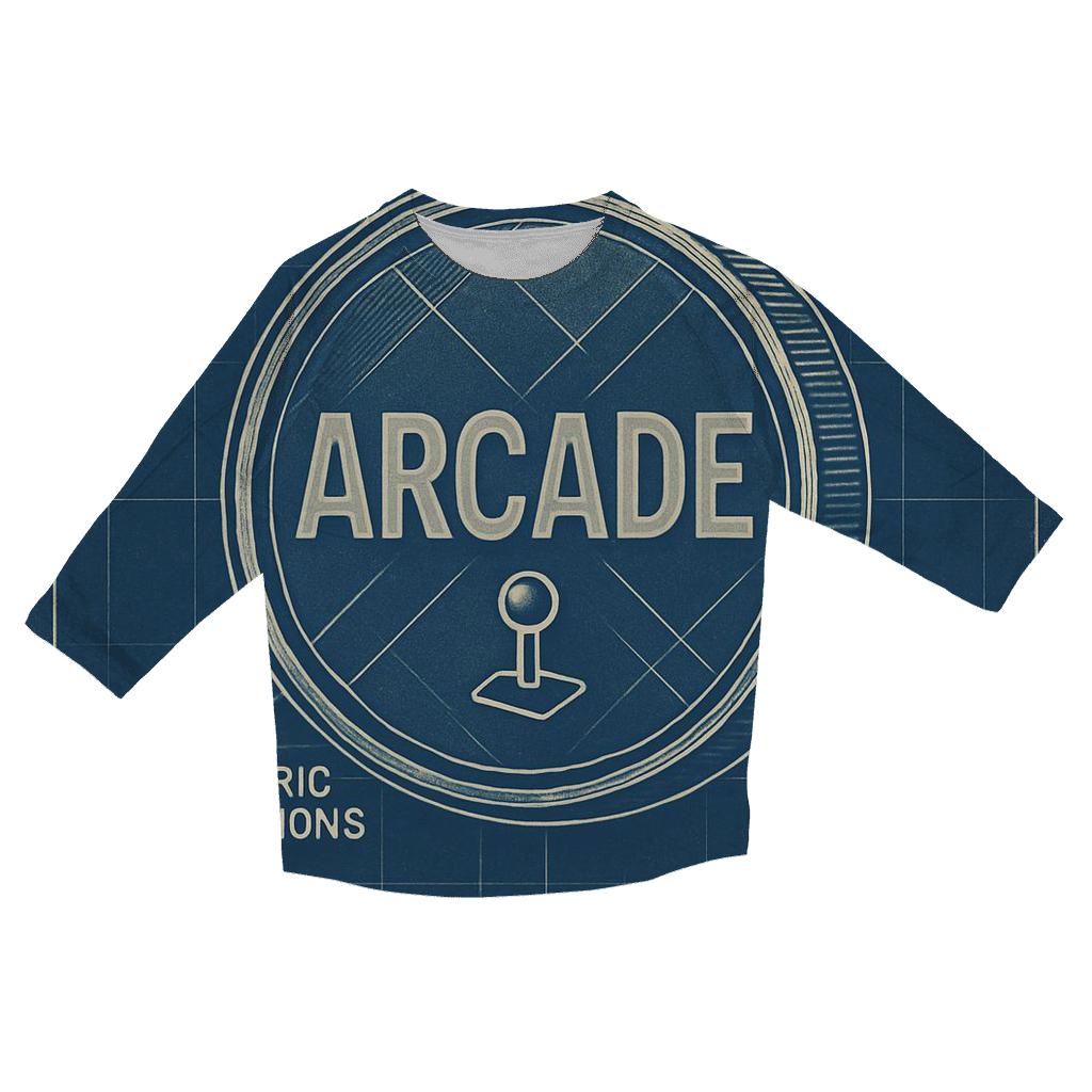 Retro 1980s Arcade Token Blueprint Print cotton quarter sleeve shirts