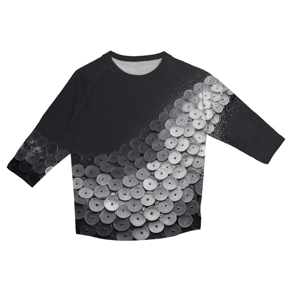 Silver Charcoal Sequin Tide printed three quarter sleeve shirts
