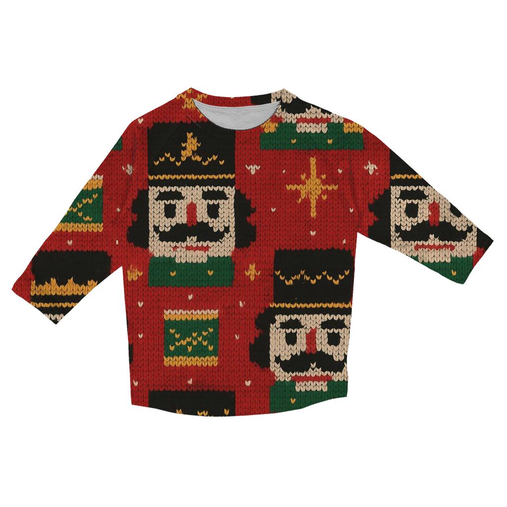 Nutcracker Toy Tower Grid Design fashion 3/4 sleeve shirts