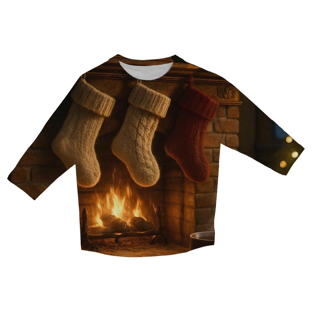 Hearthside Stockings And Snowy Silence fashion 3/4 sleeve shirts