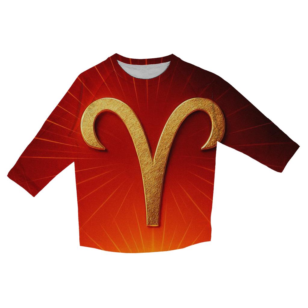 Aries Ram Horns Solar Ascendant custom 3/4 sleeve shirts