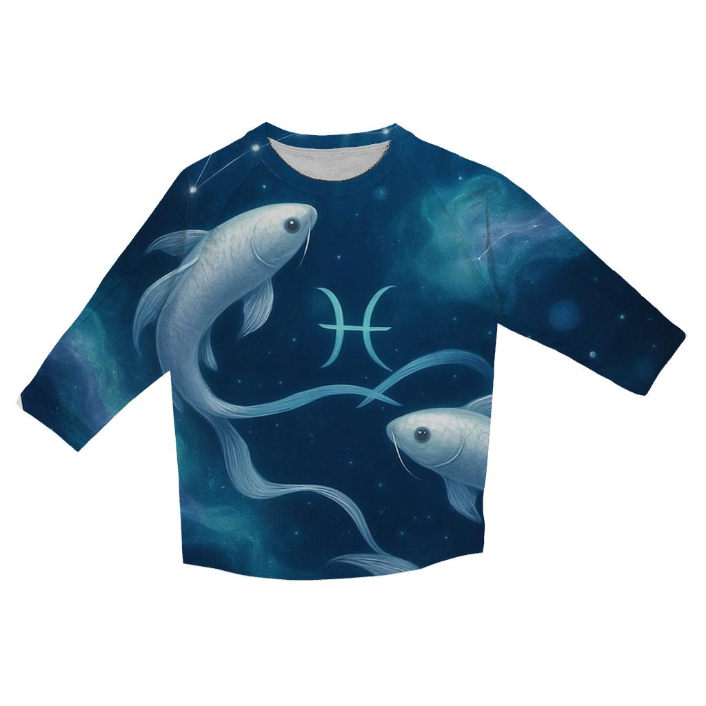 Pisces Twin Fish Dream Current cotton quarter sleeve shirts