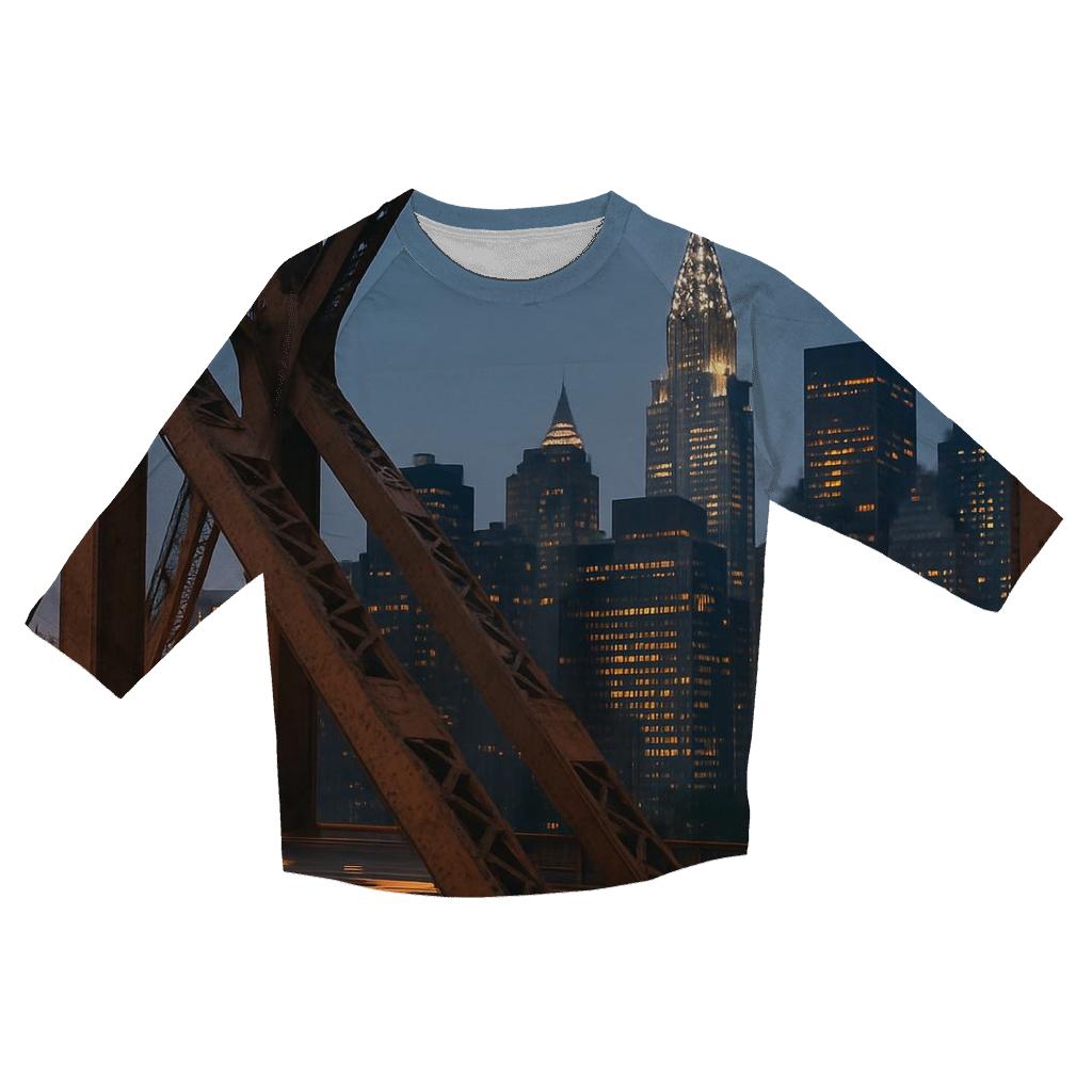 Queensboro Bridge Framing Midtown At Blue Hour casual three quarter sleeve shirts