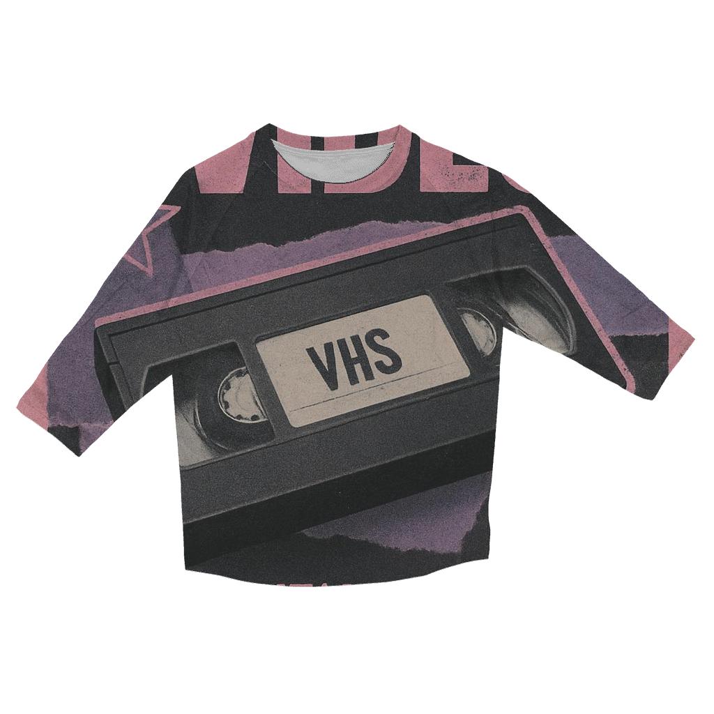 Classic 1990s VHS Rental Night Collage casual three quarter sleeve shirts