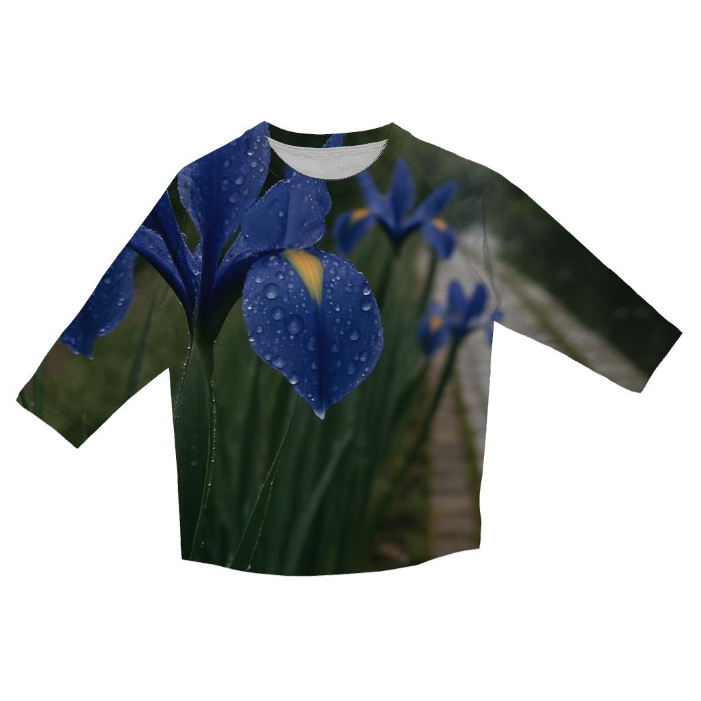 Dutch Iris After Rain Along Canal Path designer 3/4 sleeve blouses