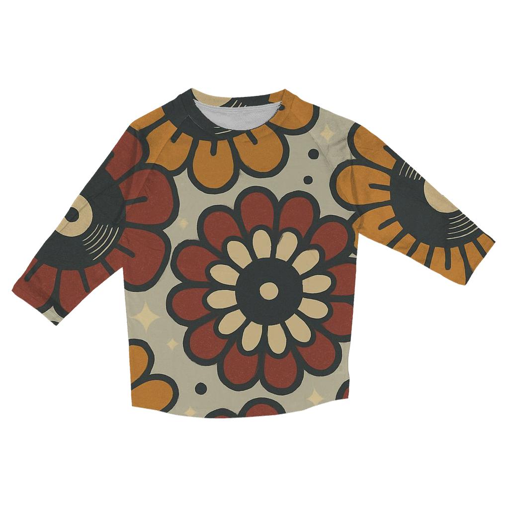 Vinyl Record Blossom Wheels stylish quarter sleeve tops