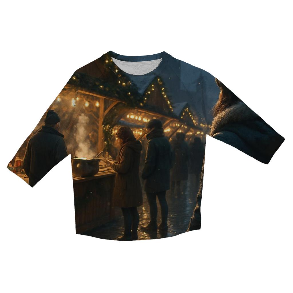 Christmas Market Under Lantern Bokeh custom 3/4 sleeve shirts
