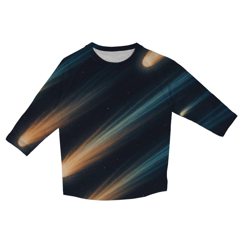 Comet Trail Fan And Ion Striae printed three quarter sleeve shirts