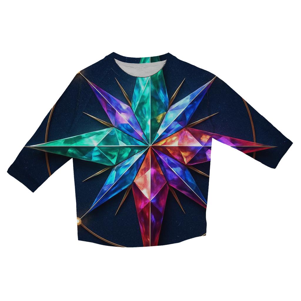 Jewel Tone Prism Compass fashion 3/4 sleeve shirts