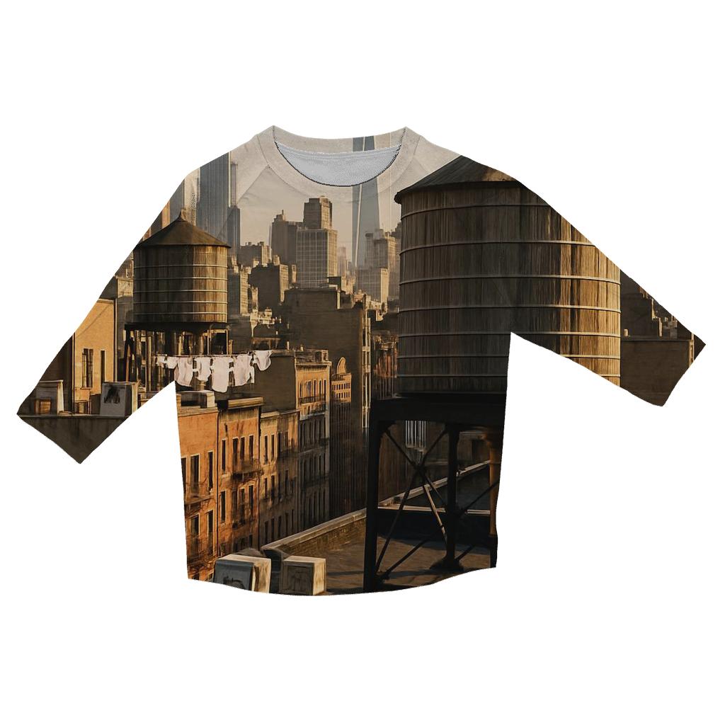Chinatown Rooftop Water Towers Facing Downtown custom 3/4 sleeve shirts